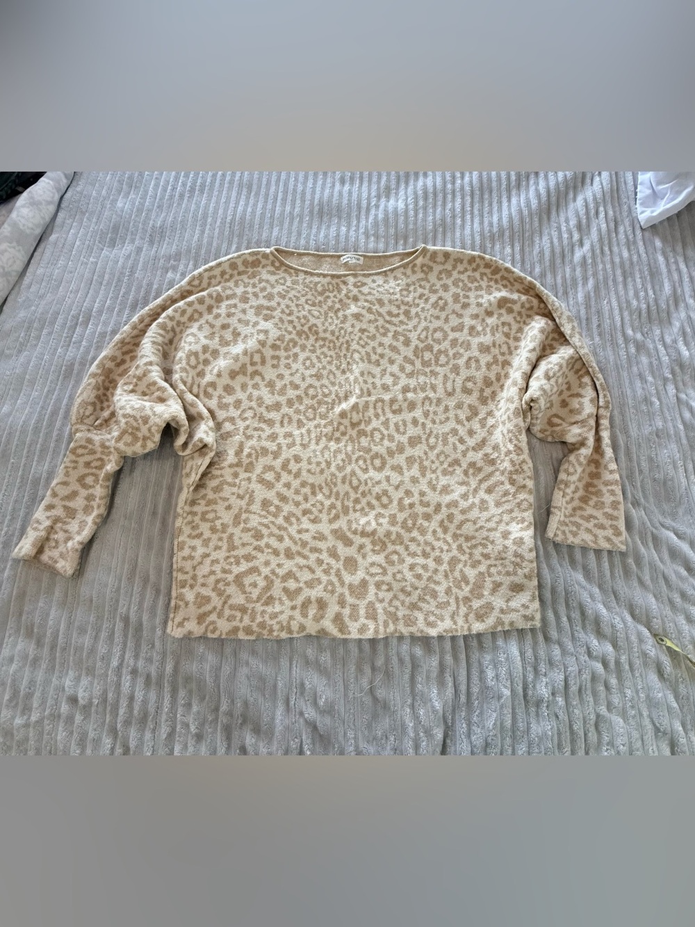 Main Strip Tan Leopard-Print Crewneck Sweater